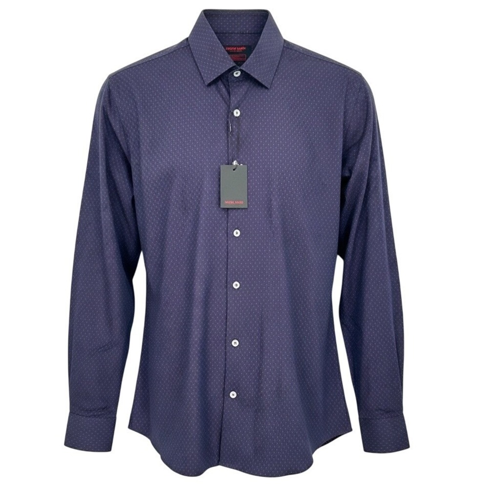 NEW‎ JARED LANG Mens XL Slim Fit Button Down Shirt Dots Long Sleeve - CJ